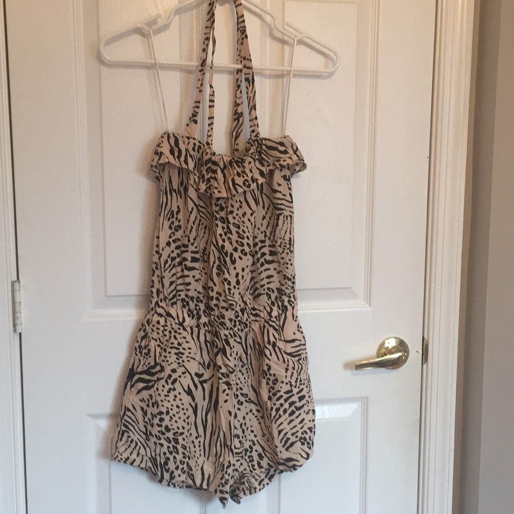Animal Print Ruffle Top Romper